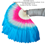 Three-color gradient fan (pink-white-blue, left and right hands)
