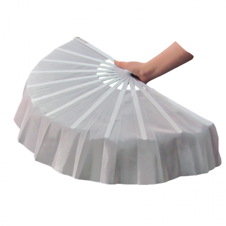 Caoji Extra-thick Magnolia Fans (Left & Right Hands) - White| Rib 33cm, Tassel 10cm