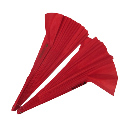 CaoJi  Extended Magnolia Fans (Left & Right Hands) - Red Rib 31cm, Tassel 15cm