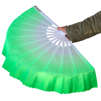 CaoJi Colorful Cloud Fans (Left & Right Hands) - Green| Rib 33cm, Tassel 10cm