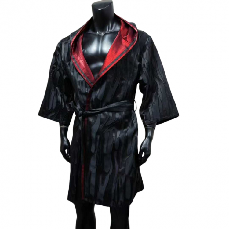 Black Red Trim MMA Boxing Entrance Cape Robe - Pro Fighter Corner Cloak Black Red Trim MMA Boxing Entrance Cape Robe - Pro Fighter Corner Cloak