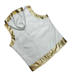 White & Gold Fringe Boxing Fight Entrance Robe & Trunks Set - Shiny Metallic Trim Uniform White & Gold Fringe Boxing Fight Entrance Robe & Trunks Set - Shiny Metallic Trim Uniform