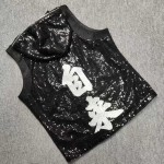 Customizable Black Sequin Boxing Fight Robe & Trunks Set - Personalized Logo/Text Flag Design Customizable Black Sequin Boxing Fight Robe & Trunks Set - Personalized Logo/Text Flag Design