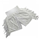 Customizable White Sequin Boxing Fight Robe & Trunks Set - Fringe Accent Shiny Entrance Uniform Customizable White Sequin Boxing Fight Robe & Trunks Set - Fringe Accent Shiny Entrance Uniform