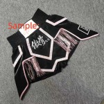 Black & Pink Fringe Boxing Trunks - Geometric Pattern Fight Shorts for MMA/Boxing