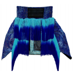 Blue Ombre Fringe Boxing Trunks - Paisley Pattern Fight Shorts for MMA/Boxing