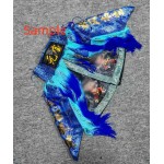 Blue Ombre Fringe Boxing Trunks - Paisley Pattern Fight Shorts for MMA/Boxing