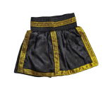 Black & Gold Trim Boxing Trunks - Satin Fight Shorts for MMA/Boxing