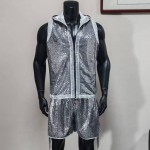 Men's Silver Sequin Vest & Shorts Set Men's Silver Sequin Vest & Shorts Set
