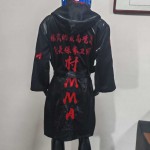 Black & Red Martial Arts Robe - Boxing/Taekwondo Fight Entrance Gown with Embroidered Details Black & Red Martial Arts Robe - Boxing/Taekwondo Fight Entrance Gown with Embroidered Details