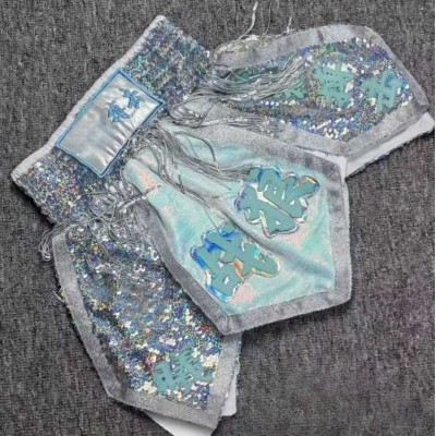 Silver Holographic Sequin Boxing Shorts Fringe Kickboxing Muay Thai MMA Fight Trunks