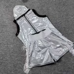 White Shiny Boxing Walkout Set Fight Trunks & Vest White Shiny Boxing Walkout Set Fight Trunks & Vest