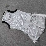 White Shiny Boxing Walkout Set Fight Trunks & Vest White Shiny Boxing Walkout Set Fight Trunks & Vest