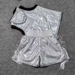 White Shiny Boxing Walkout Set  Fight Trunks & Vest