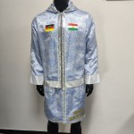 Light Blue Brocade Boxing Walkout Robe Set Light Blue Brocade Boxing Walkout Robe Set