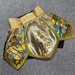 Gold Iridescent Boxing Shorts Fringe Fight Trunks Gold Iridescent Boxing Shorts Fringe Fight Trunks