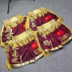 Burgundy Boxing Shorts with Gold Fringe Accents Fight Trunks Burgundy Boxing Shorts with Gold Fringe Accents Fight Trunks