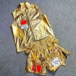 Golden Shiny Muay Thai Boxing Outfit Men Women's Kickboxing Vest & Shorts Set, Martial Arts Competition Costume Golden Shiny Muay Thai Boxing Outfit Men Women's Kickboxing Vest & Shorts Set, Martial Arts Competition Costume