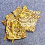 Golden Shiny Muay Thai Boxing Outfit Men Women's Kickboxing Vest & Shorts Set, Martial Arts Competition Costume Golden Shiny Muay Thai Boxing Outfit Men Women's Kickboxing Vest & Shorts Set, Martial Arts Competition Costume