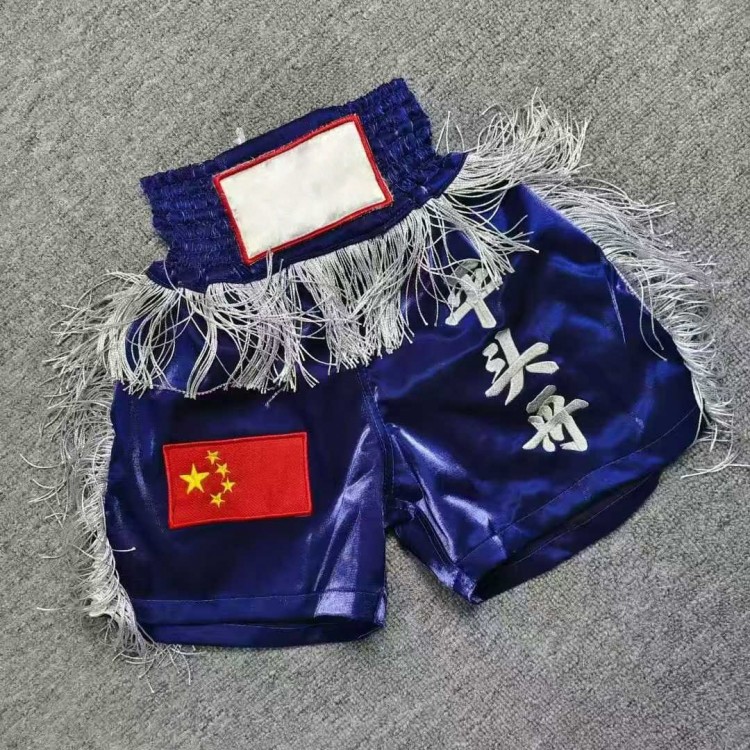 Muay Thai Shorts Satin Fringe Boxing Trunks MMA Fight Gear Embroidery Muay Thai Shorts Satin Fringe Boxing Trunks MMA Fight Gear Embroidery