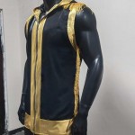 Black & Gold Fringe Hooded Vest