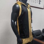 Black & Gold Fringe Hooded Vest