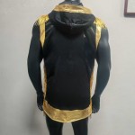 Black & Gold Fringe Hooded Vest