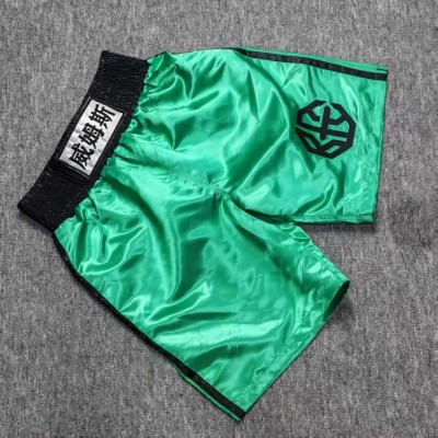 Green Satin Martial Arts Shorts Boxing/MMA Trunks Premium Fight Gear for Training & Competition