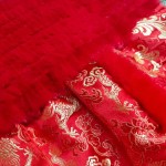 New Style Fleece Kickboxing Pants - Red Brocade with Golden Dragon & Phoenix Pattern New Style Fleece Kickboxing Pants - Red Brocade with Golden Dragon & Phoenix Pattern