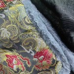 Fleece-Lined Kick Pants with Traditional Dragon Brocade Design Fleece-Lined Kick Pants with Traditional Dragon Brocade Design