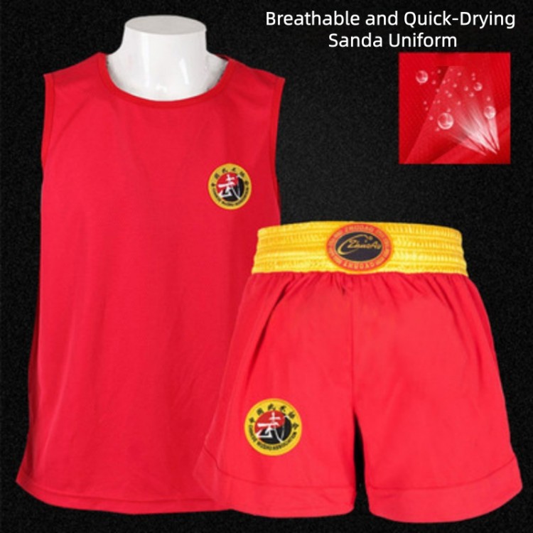 Quick-Drying Non-Embroidered Pattern Red Sanda Uniform Quick-Drying Non-Embroidered Pattern Red Sanda Uniform